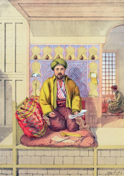 A Turkish Scribe, engraved by Charles Parsons by H.J. van Lennep